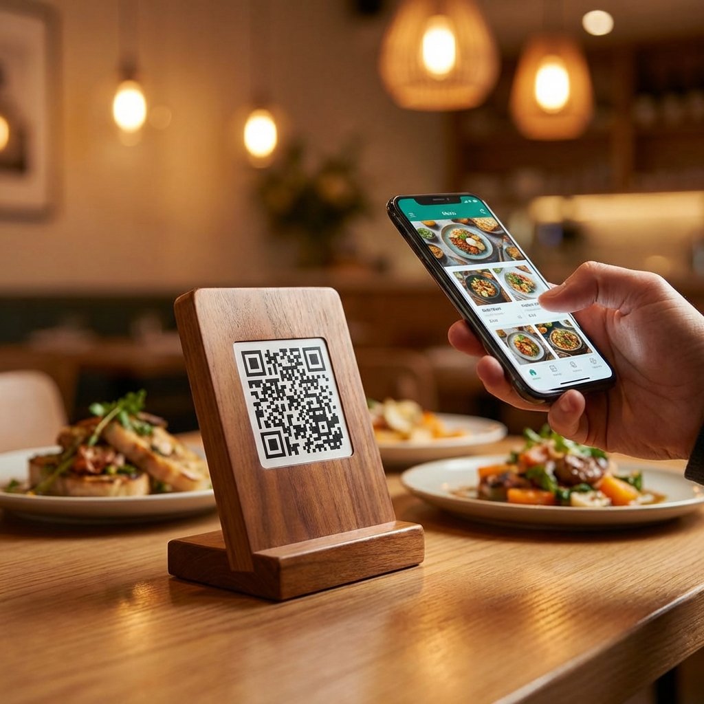 Menú QR en restaurante moderno