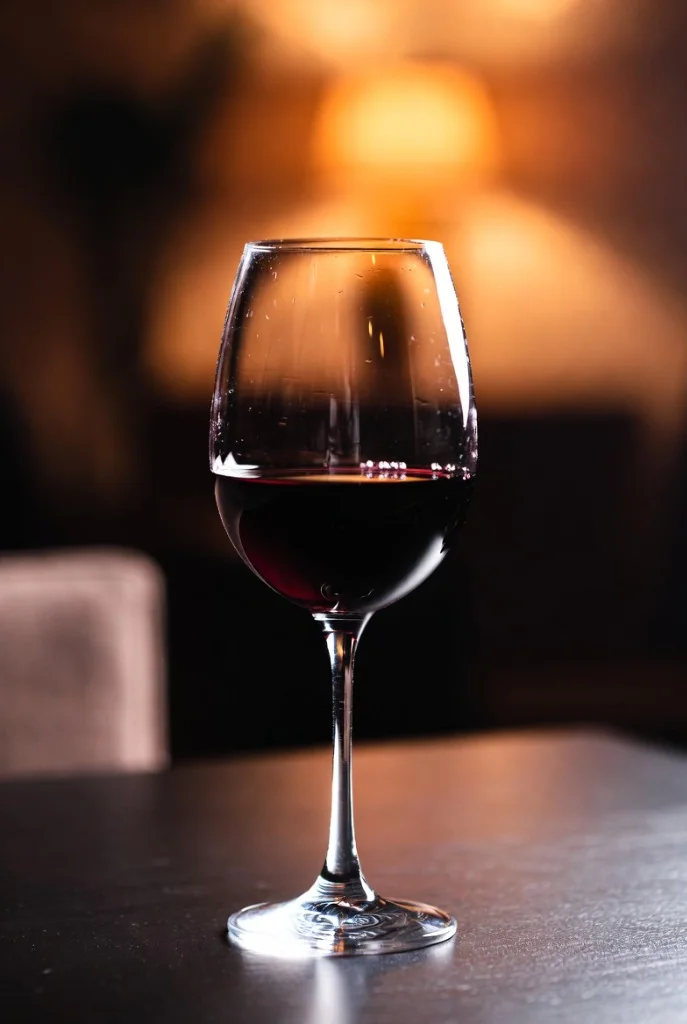 Copa de vino Malbec argentino de altura