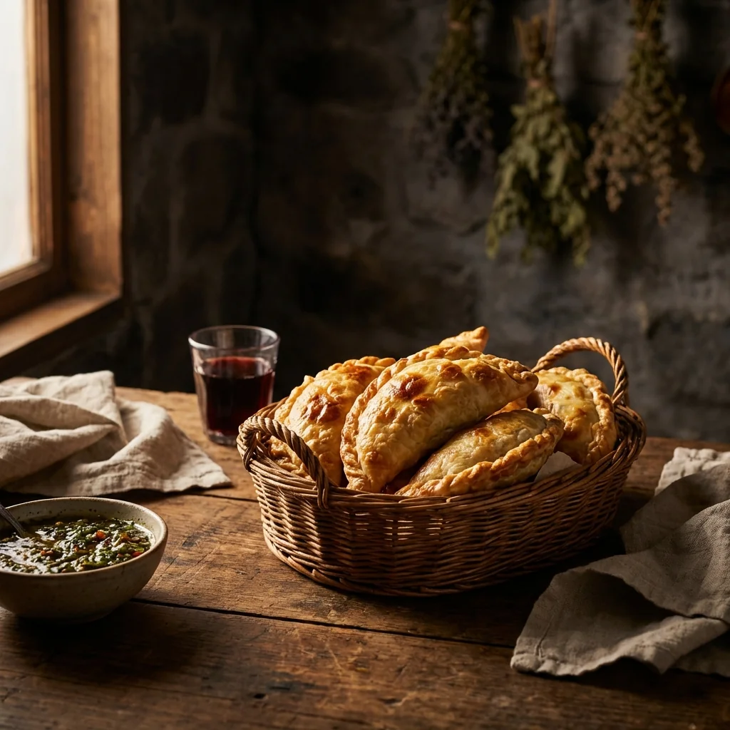 Canasta rústica surtida de empanadas gourmet