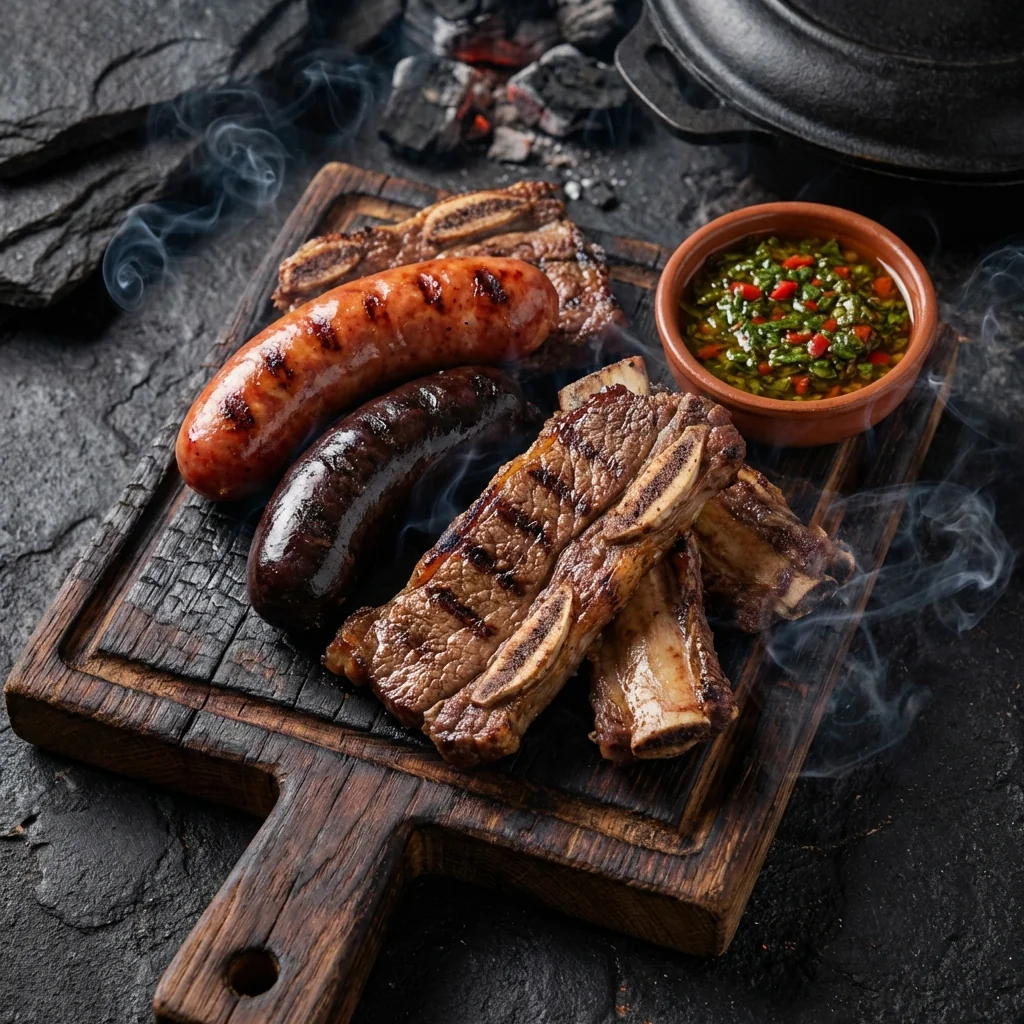 Tabla de asado argentino en restaurante con costeo de rentabilidad