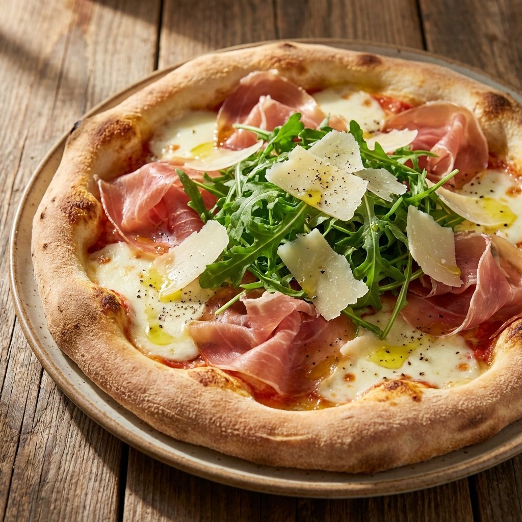 Pizza con Rúcula y Jamón Crudo